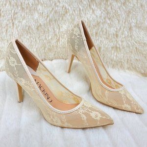 Mack J Stiletto Pumps Floral Lace 3.25" Heels Sizes Varies